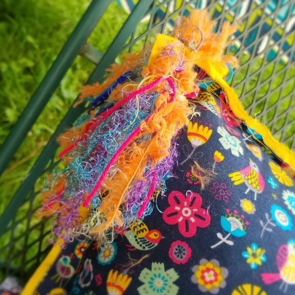 Crochet Vintage Art Boho Patchwork Handmade Pillow - Picture 2 of 5